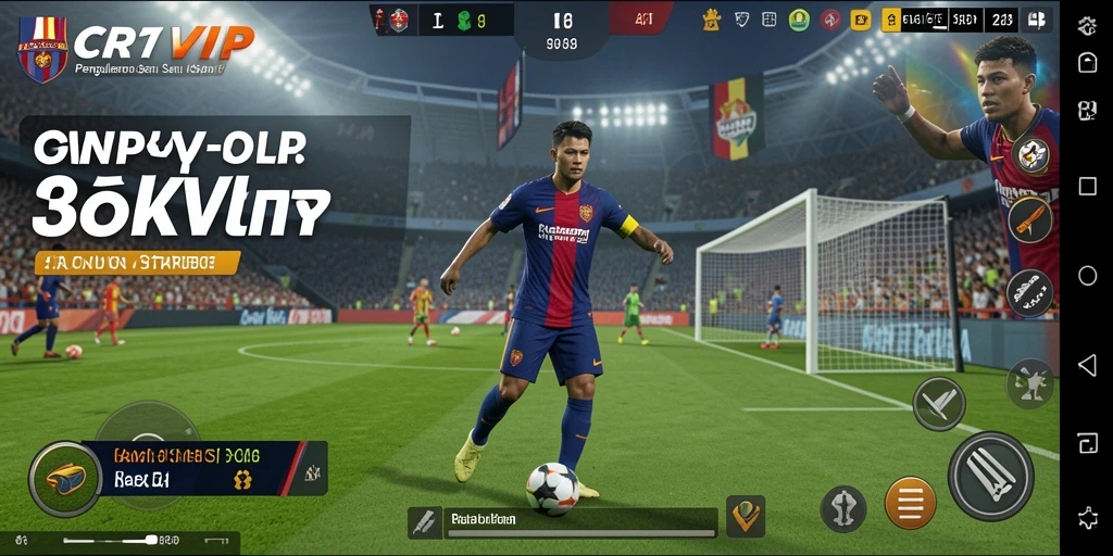 Tangkapan layar gameplay <strong>CR7VIP</strong> menampilkan strategi tim sepak bola yang mendebarkan.