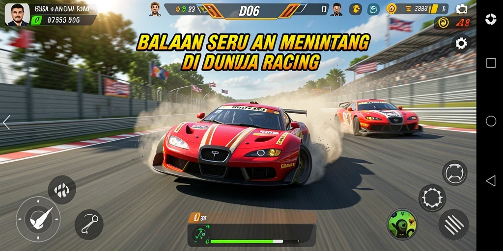 Tampilan gameplay balapan D06 yang mendebarkan dan penuh aksi.