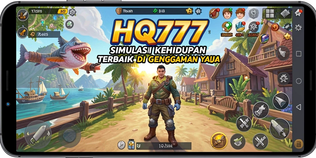 Tampilan utama gameplay HQ777 yang menggambarkan interaksi nyata.