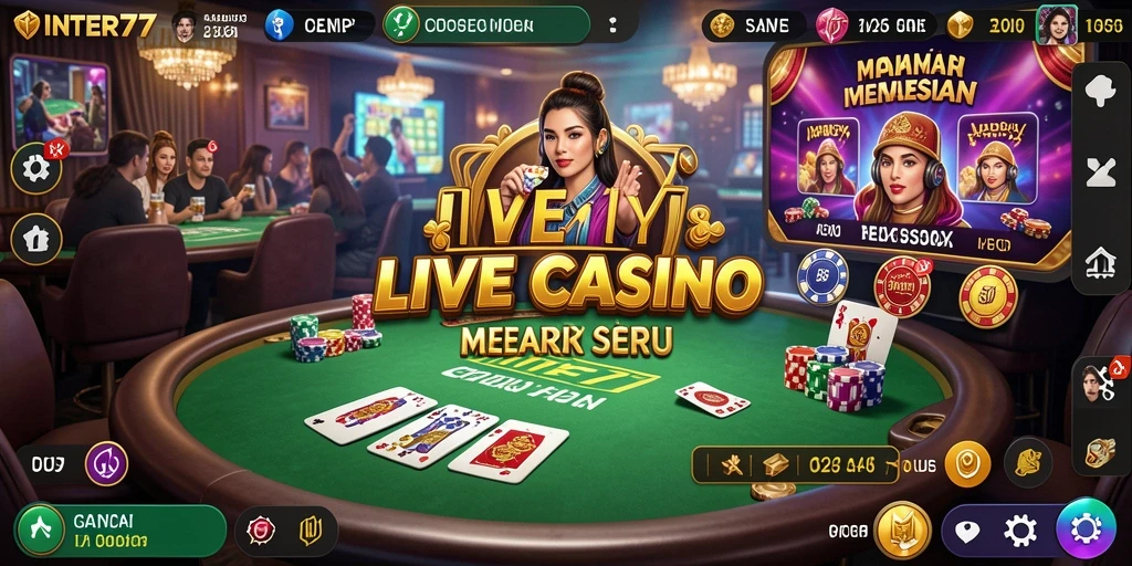 Screenshot utama INTER77 menampilkan gameplay Live Casino yang seru dan interaktif.
