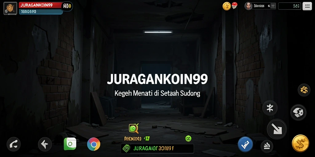 Screenshot gameplay menampilkan suasana menyeramkan di JURAGANKOIN99.