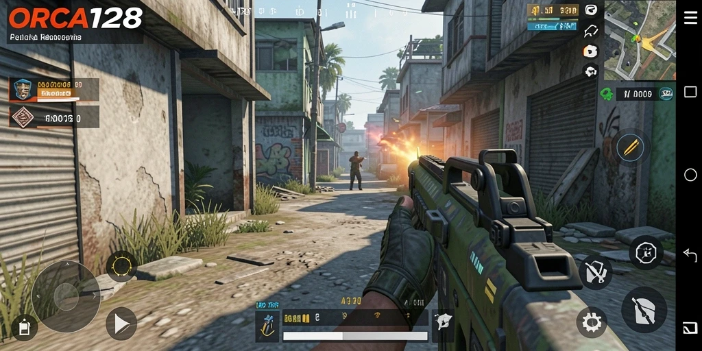 Tangkapan layar gameplay ORCA128 yang memukau dalam aksi TPS.