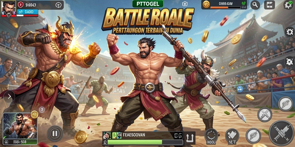 Gameplay seru di PTTOGEL yang menampilkan aksi Battle Royale.