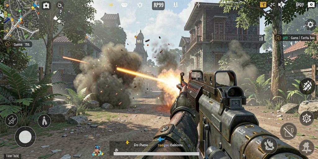 Tampilan gameplay seru di RP99 dengan aksi menembak yang menegangkan.