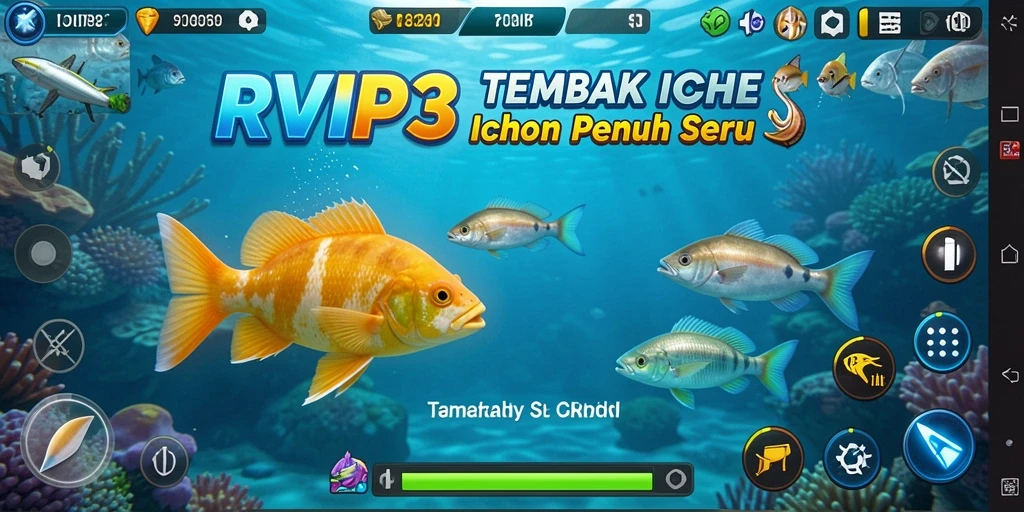 Screenshot utama RVIP3 menampilkan aksi seru dalam permainan Tembak Ikan.