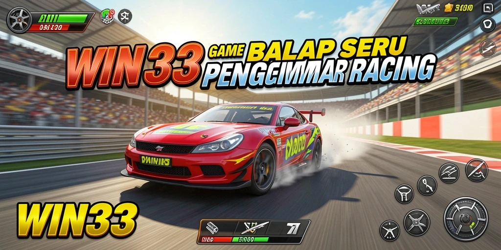 Tampilan utama gameplay WIN33 menampilkan aksi balap yang seru dan mobil yang bertenaga.